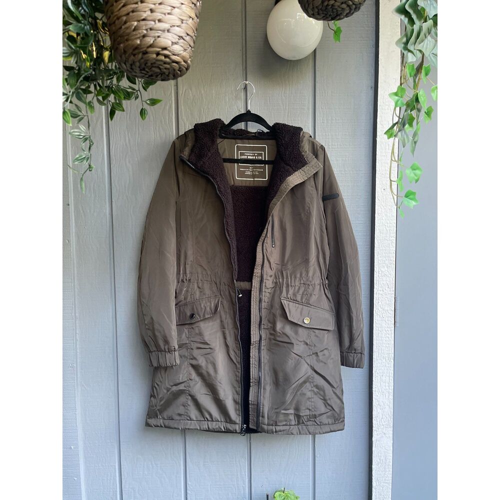 Lucky Brand Women's Sherpa-Lined Hooded Parka Jacket Brown